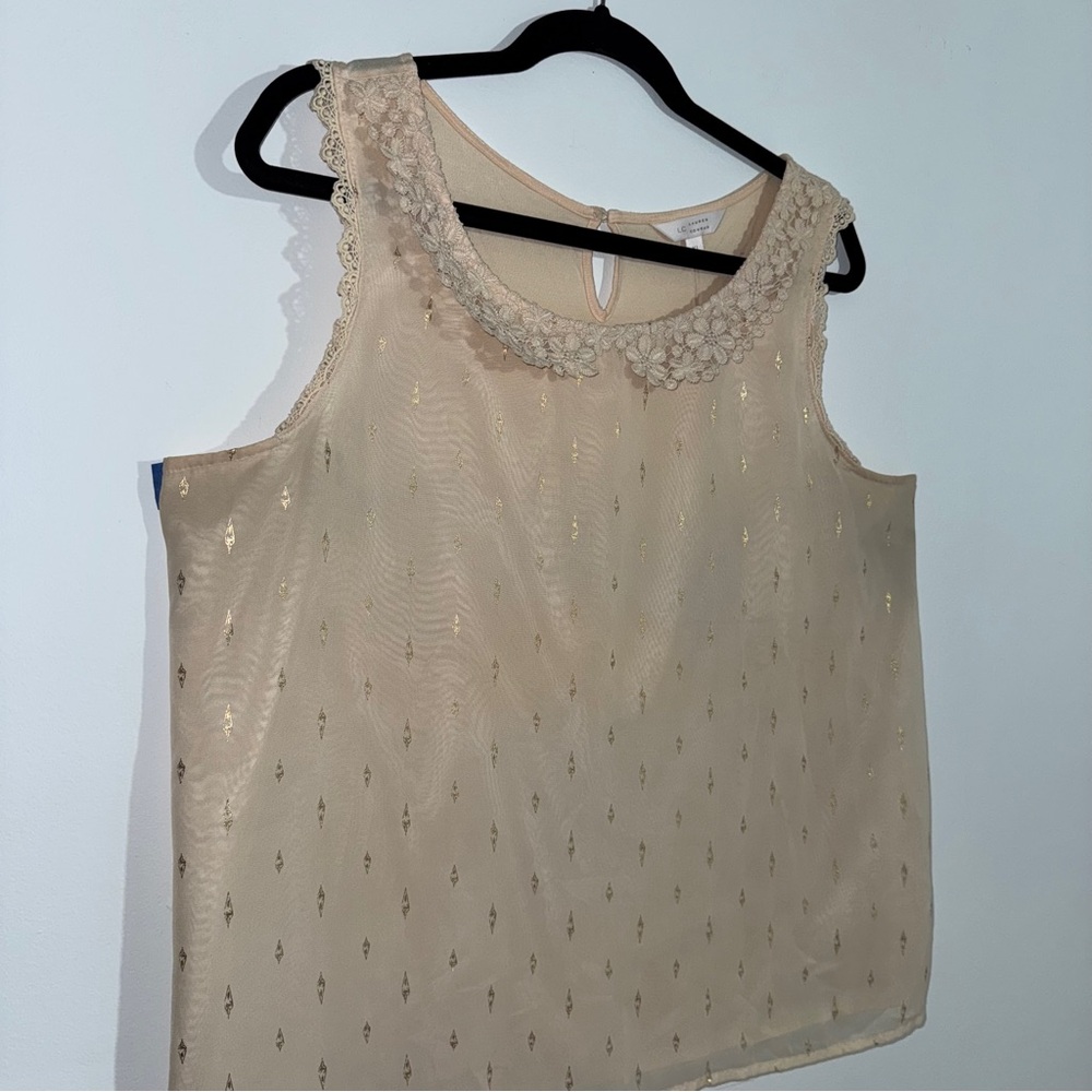 Lauren Conrad Gold‎ Shimmer Sleeveless Blouse Size XL - Picture 3 of 9